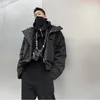 Parkas pour hommes High Street Dark Parkas Hommes Streetwear Harajuku Coton Design Cargo Doudounes Oversize Y2k Skull Manteaux Hiver 230927