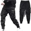 Pantalons pour hommes Hip Hop Boy Track Pants Taille élastique Harem Pantalon Hommes Streetwear Punk Rubans Design Pantalon Mâle Noir Pantalon Poches Joggers T230928