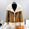 Womens Fur Faux Kvinnliga kvinnor Polyester Tyg Casual Coat Shearling Warm Winter Jacka Parka JT3393 230927