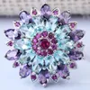 Wedding Rings Beautiful Cubic Zirconia Colorful Flower Female White Gold Filled Jewelry Unique For Women Bijoux Femme