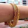 MENS ZWAAR GEEL GOUD CUBAANSE LINK CHAIN ARMBAND 230MM Echt mensenmodel 100% echt goud, niet massief, geen geld 1978