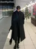 Männer Wollmischungen 2023 Herbst Winter Lange Trenchcoat Marke Männer Kaschmir Lose Beiläufige Einreiher Mantel Männliche Mode Schwarz mäntel 230927