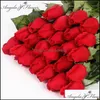 Dekoracyjne świąteczne zapasy ogrodowce kwiaty wieńce Prawdziwy dotyk róż Rose Bud 25pcs Lot Artificial Silk Wedding Bouquet Home 205J