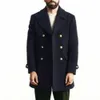 Men's Wool Blends Men Formal Coat Lapel British Style Mid Length Trench with Doublebreasted Design Turndown Collar Pockets 230928