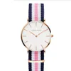 36MM Simple Femmes Montres À Quartz Précis Dames Montre Confortable Bracelet En Cuir ou Bande De Nylon Étudiants Montres Casual Style274M