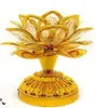 Złota bateria Buddha Lampa głośnik muzyczna kwiat Fancy Kolorowe zmieniające się LED Lotus Flower Romantyczna dekoracja ślubna lampy 215e