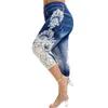 Pantaloni attivi Leggings Donna Collant di grandi dimensioni Stampa in pizzo Giuntura Moda Elastico in vita Capris casual Leggins sportivi per yoga Mujer