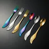 Rostfritt stål kaffekostar gaffel Creative Wing Tea Spoon Fruit Fork Kök Gadget Verktyg Flatvaror Tabeller