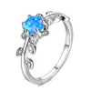 5 Pçs / lote Mãe Presente Full Blue Fire Opal Gems 925 Sterling Silver para Mulheres Anel Rússia American Casamentos Anel Jóias Gift202r