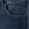 Aiopeson algodão elástico azul jeans masculino casual cor sólida meados de cintura calças jeans outono alta qualidade zíper jean para homem