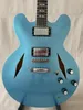 Metal Semi-Hollow Jazz 335 Electric Guitar, Blue