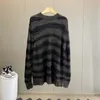 Pulls pour femmes déchiré trou col rond pull rayé pull en tricot modèle classique rétro fausse laine ample Mohair 2023 automne