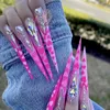 False Nails 5xl Extreme Long Stiletto Nails Full Cover Nails Artificial Acrylic False Nail Tips Tryck på Manicure Tool Accessories 230927