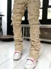 Nowy haft mody Patchwork Brown Worbgy Men Dżinsy Spodnie Mężczyzna Y2K Ubrania Prosta Hip Hop Bawełniane spodnie Pantalon Homme