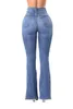 Jeans pour femmes taille haute évasée pour femmes été maigre cloche bas jean pantalon femme bouton dame sexy push up denim pantalon printemps