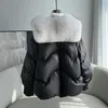 Kadınlar Down Parkas Lagaboji Kış Kadınlar Beyaz Ördek Aşağı Kısa Sıcak Puffer Ceket Kadın Büyük Gerçek Kürk Yaka Lüks Parkas Outerwear 230927