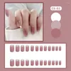 Faux ongles français solide ongles pur désir dégradé patch court ballet mode brillant rose amovible