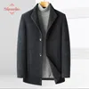 남자 양모 블렌드 Highend Chenille Fabric Winter Coats 남자 스탠드 칼라 비즈니스 캐주얼 코트 남성용 바람방방 윈드 브레이커 재킷 230927