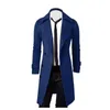 Men's Wool Blends Mens Double Breasted Trench Coat 2023 Winter Blend High Quality Fashion Casual Slim Fit Solid Color Jacket 230927