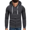 Hoodies masculinos homem zíper cor sólida moletom com capuz masculino tamanho da ue