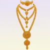 Arabische Dubai -sieraden Set voor vrouwelijke oorbellen Ethiopisch Afrikaanse Afrikaanse lange keten Gold Color Ketting Bruiloft Bridal Gift 2207213060623