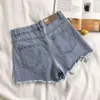 Été Denim Shorts femmes mode coréenne déchiré trous taille haute jean court femme décontracté rue jambe large pantalon court