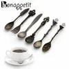Vintage Royal Style Metal Spoon Forks Diy Carved Fork Table Spoons Antik kaffedessert Flatvaror 6st Set251w