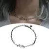 Choker Metallkette Halskette Thorn Love Anhänger Punk-Stil Halsschmuck Legierungsmaterial Perfektes Geschenk für Männer und Frauen