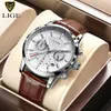 2021 Luik Horloges Heren Topmerk Luxe Klok Casual Leathe 24 Uur Maanfase Mannen Horloge Sport Waterdicht Quartz Chronograaf doos Tf228g