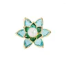 Brooches Style Pearl Lotus Brooch Flower Magnet Buckle Imitation Crystal Floral Broochpins For Woman Coat Suit Accessories Ornament