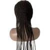 34 pollici capelli umani vergini cinesi mix capelli sintetici trecce di mais colore nero 180% densità parrucche piene del merletto per donna nera