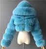 Women's Fur Faux Fur Imitation Fox Fur Long Sleeve Fur Coat Short Hooded Faux Fur Coat Stitching Women's Coat x0928