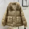 Womens Down Parkas Fashion Autumn Winter Real Mink Fur Coat Women Natural White Duck Feather Jacket Luxury Outerwear Loose Streetwear 230927