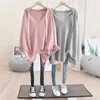 Damen Hoodies Sweatshirts Gerade Langarm Pullover Mit Kapuze Lässige Einfarbige Schnürung Mode Lose Streetwear Herbst Dünne Damenbekleidung YQ230928