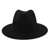 Wide Brim Hats Bucket Hats Breathable Solid Color Classic Black Elastic Fedora Hat Unisex Wool Felt Jazz Hats Elegant Men Women Wide Brim Panama Trilby Cap 230927