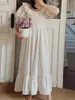 Kvinnors sömnkläder vintage pyjamas nattdress retro hepburn prinsessa ruffles flicka bubbla ärm ärm bomull lös sommaren viktorianska nattklänningar