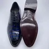 Модельные туфли KEXIMA Chue, мужские формальные туфли из крокодиловой кожи, цветная подошва, на шнуровке