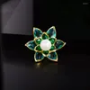 Brooches Style Pearl Lotus Brooch Flower Magnet Buckle Imitation Crystal Floral Broochpins For Woman Coat Suit Accessories Ornament