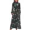 Casual Dresses Cool Birds Print Dress Flamingos Söt maxi Street Style Beach Long High Neck Vestidos