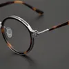 Japanse handgemaakte holle pure puur titanium acetaat retro ronde bril frame voor mannen vrouwen optische recept myopia bril fas268f