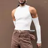 Erkek Tişörtleri Giysiler Düz Renkli Fanila Omuzdan Uzun Kollu Uzun Kollu Günlük Yüksek Neck Openwork Seksi Büyük Boy Gömlek Erkekler