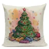 Taie d'oreiller motif d'arbre de Noël en lin taie d'oreiller décorative housse de coussin voiture maison canapé décor joyeux Noël 230928