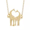 10PCS Cute Heart Loving Giraffes Necklace Simple lovely Twin Baby Deer Necklace Animal Jewelry for Couples312U
