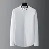 Men's Jackets Minglu Cotton Male Shirts Luxury Long Sleeve Pentagram Embroidery Casual Mens Dress Shirts Fashion Slim Fit Party Man Shirts 230927