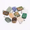 Pingente colares de pedra natural pingentes retângulo malaquita ágata quartzs encantos para fazer jóias diy mulheres colar brinco acessórios