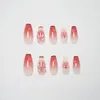 False Nails 24pcs Light-sensitive Gradient Pink Love Peach 3D Butterfly Wearing Fake Full Cover Nail Tips Press On Y2K