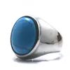 Cooler großer Ring mit blauem Stein aus 316L-Edelstahl oder Black Rock-Partygeschenk 246o