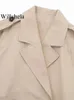 Kvinnor Trenchrockar Willshela Women mode med bälte beskuren jacka vintage hackad hals långärmad kvinnlig chic lady coat outfits 230927