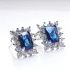 Stud Earrings Cellacity Women Sapphire Color Gemstone Stub Earring For Charm Lady Silver 925 Jewerly Female Dating Party Fine Gift