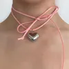 Ожерелья с подвесками Ювелирные изделия Выдвижная регулируемая восковая нить с различными способами ношения Простое и персонализированное любовное ожерелье в форме сердца